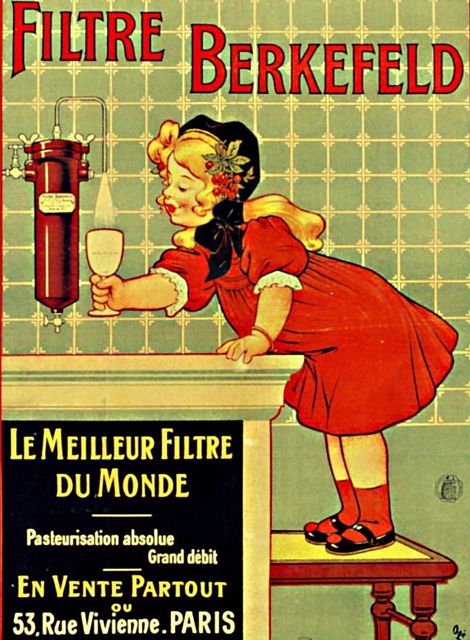 рекламный плакат прошлого века фильтра для питьевой воды - основы водной диеты