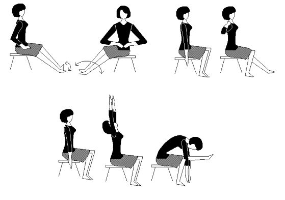 рисунок с упражнениями гимнастики сидя на рабочем месте