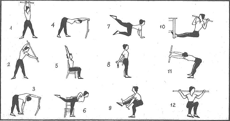 рисунок с комплексом упражнений гимнастики для домохозяек
