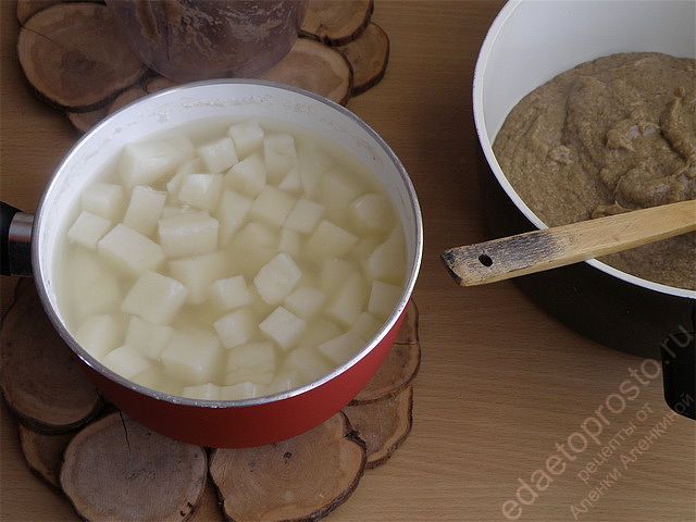 Картофель для грибного супа-пюре отварен