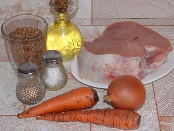фото исходных продуктов для приготовления гречки с мясом