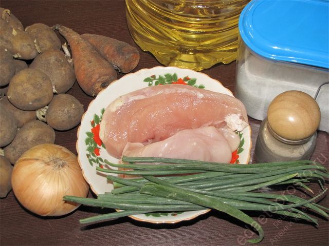 фото ингредиентов для приготовления жаркого из курицы