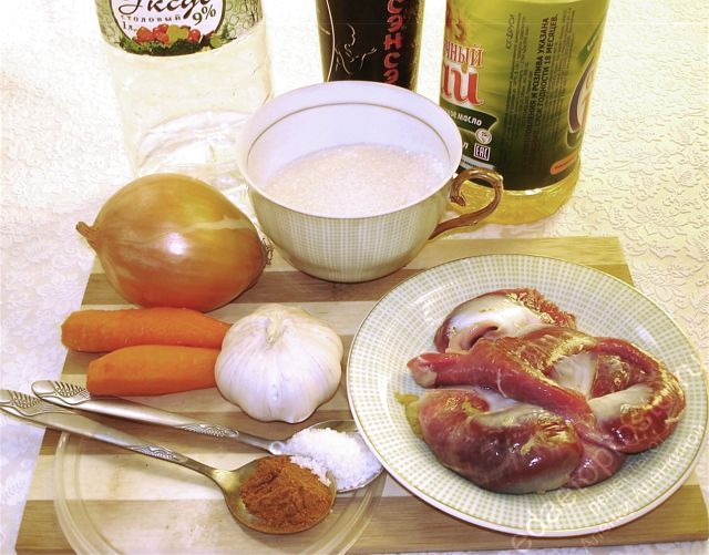 фото ингредиентов для приготовления хе по-корейски из куриных желудков
