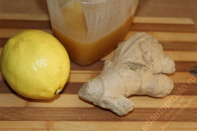 фото ингредиентов для приготовления имбирного чая с лимоном и медом