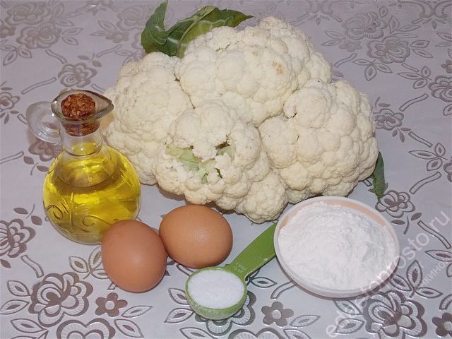 фото исходных продуктов для приготовления цветной капусты в кляре