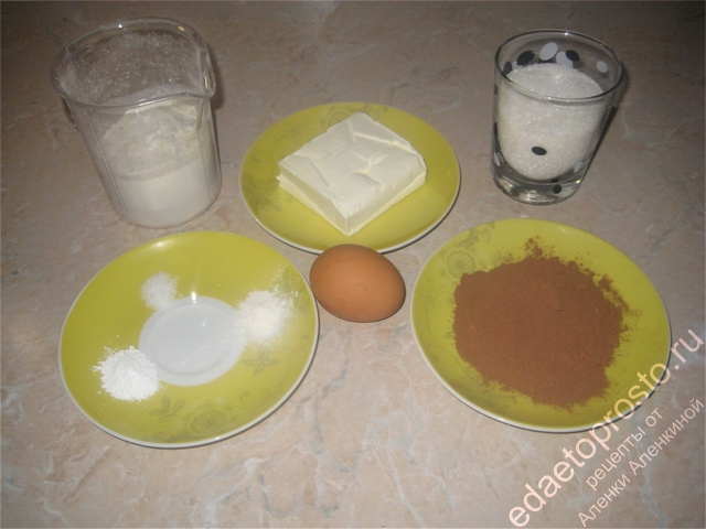 фото ингредиентов для приготовления шоколадного печенья с какао