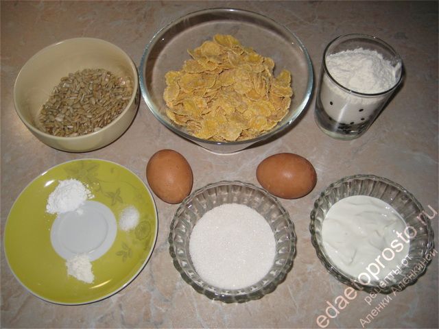 фото ингредиентов для приготовления печенья из кукурузных хлопьев
