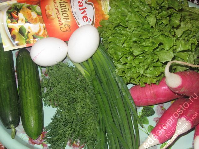 фото ингредиентов для зеленого салата