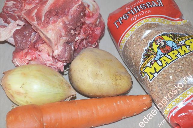 фото продуктов для приготовления гречневого супа с мясом