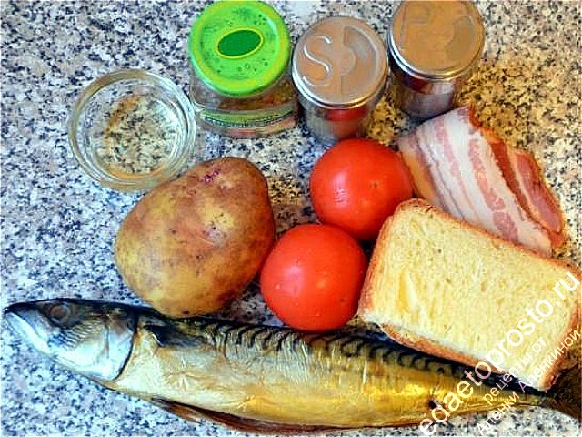 фото ингредиентов для приготовления салата с копченой рыбой
