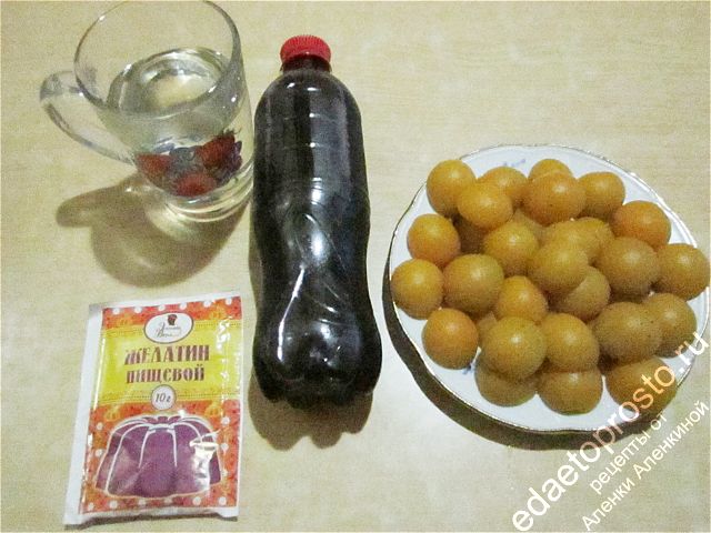 фото исходных продуктов для приготовления десерта с желатином и фруктами