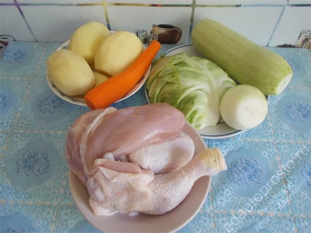 фото ингредиентов для приготовления овощного рагу с курицей