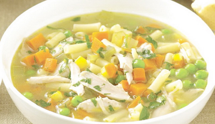 фото блюда Овощной суп с макаронами 