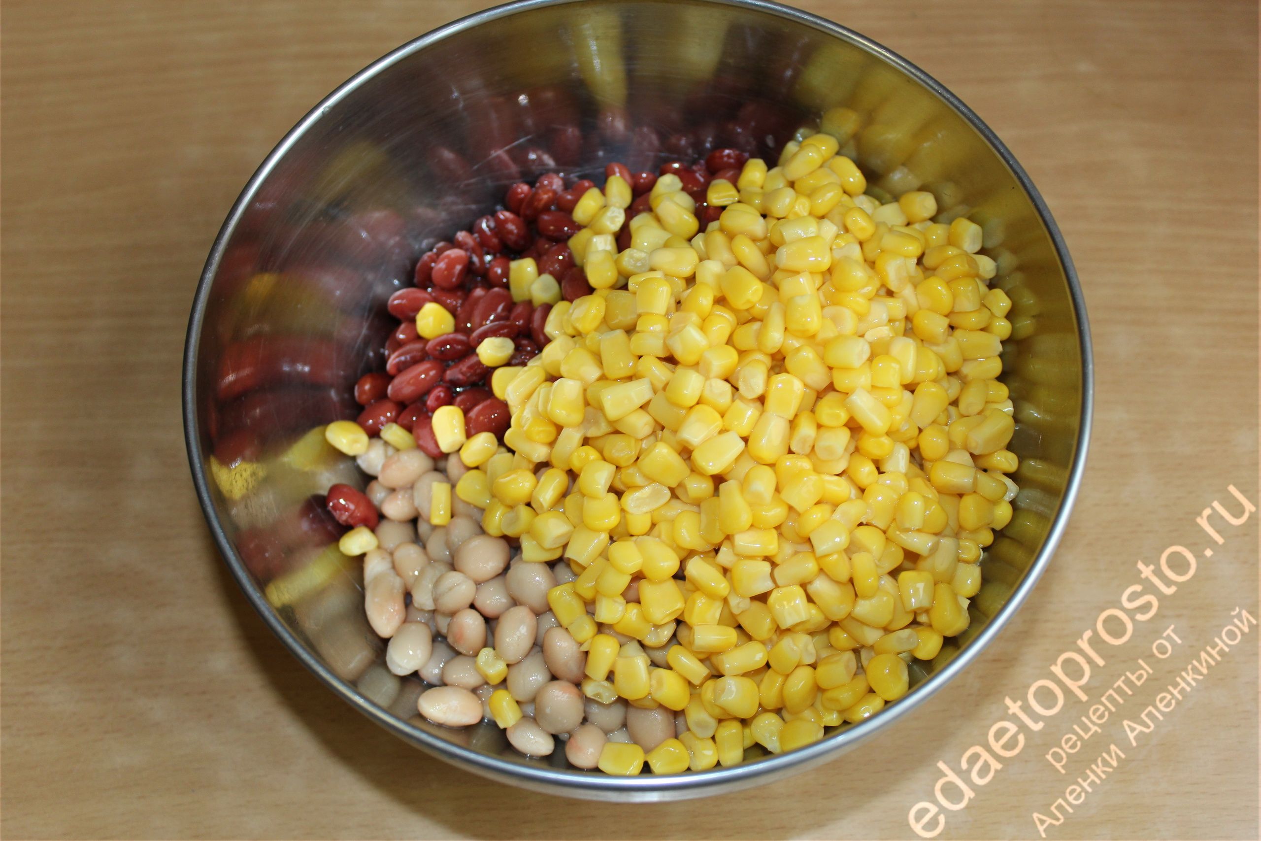 кукуруза и фасоль для простого салата фото