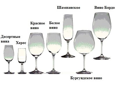 виды бокалов для вина