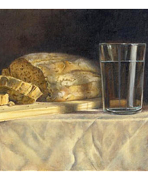 фото к диете на хлебе и воде, фрагмент картины с водой и хлебом