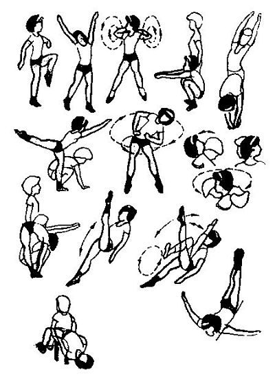 рисунок с упражнениями женской утренней гимнастики