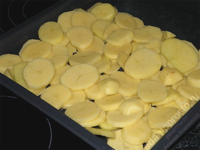 Картофель нарезать кружками