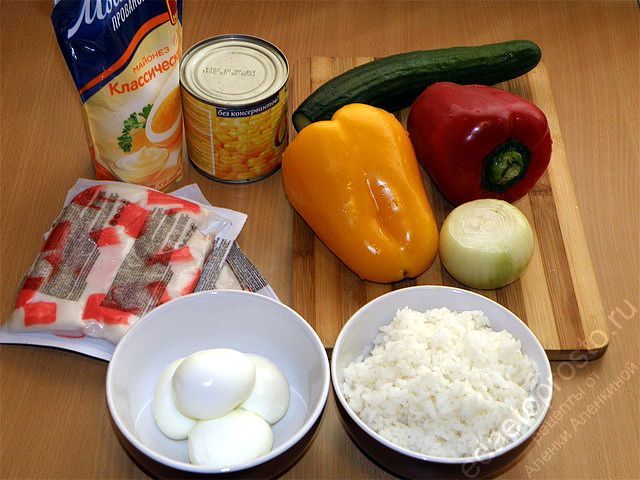 фото исходных продуктов для приготовления крабового салата из крабов