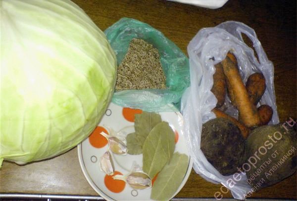 фото ингредиентов для рецепта квашеной капусты без соли