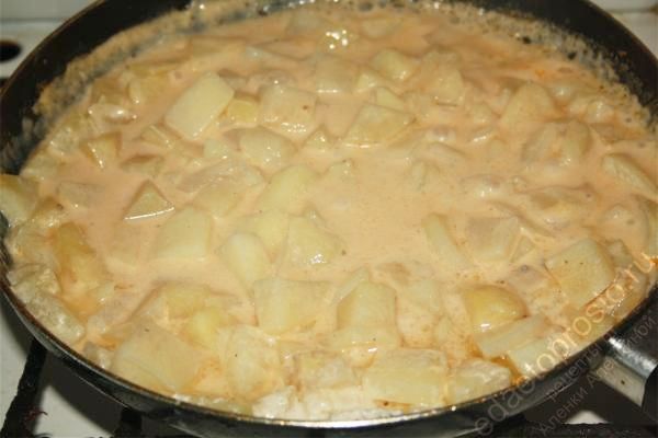 пошаговое фото приготовления картофеля тушеного в сметане