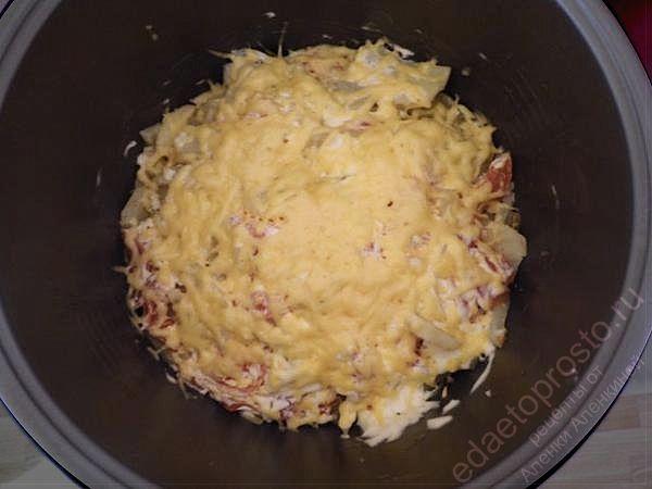 фото жаркого в мультиварке, готовое блюдо посыпьте сыром