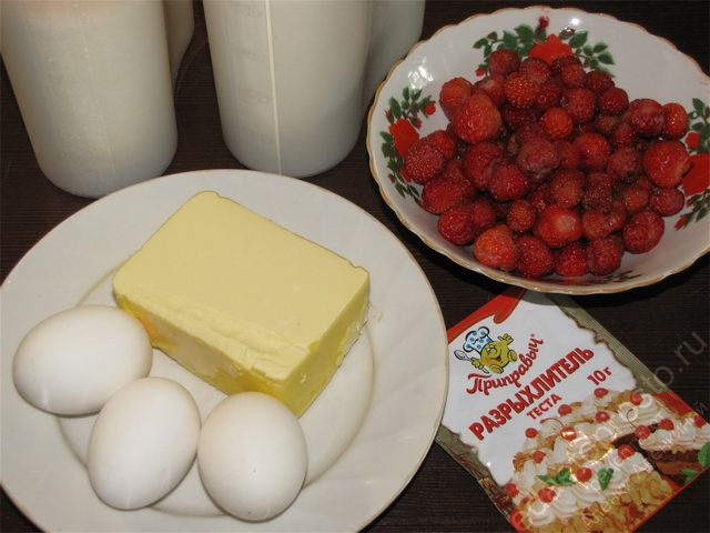 фото ингредиентов для пирога с клубникой