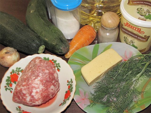 фото ингредиентов для приготовления запеченных кабачков с фаршем