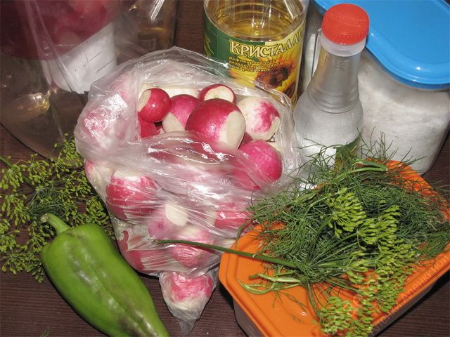 фото ингредиентов для салата из редиса на зиму