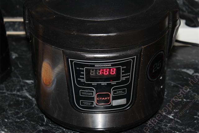 Выставляем режим тушение 1 час, фото приготовления чечевицы в мультиварке