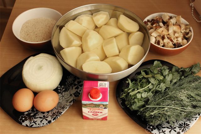 фото ингредиентов для картофельных котлет с грибной подливой
