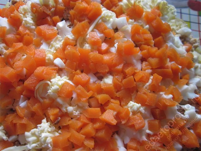 На масляный слой размещаем слой моркови