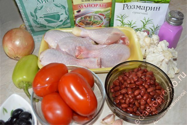 фото исходных продуктов для курицы с помидорами