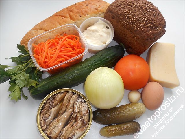фото исходных  продуктов для бутербродов со шпротами
