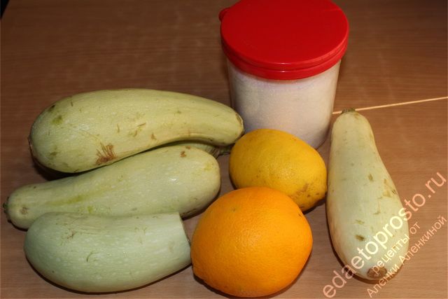 фото исходных продуктов для варенья из кабачков на зиму