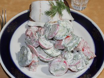 фото вкусного салата с огурцом на тарелке